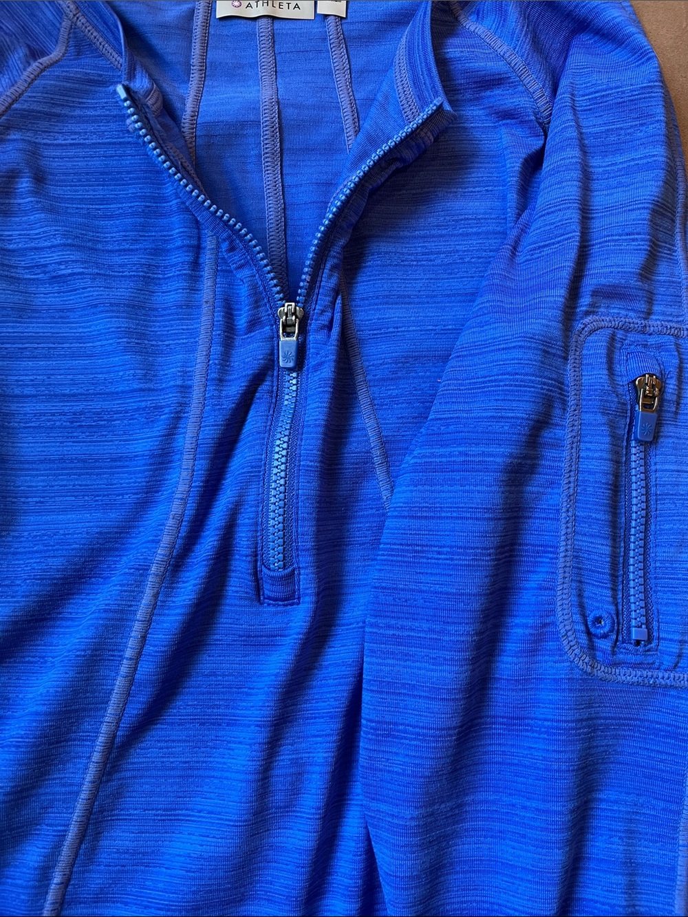 Athleta Long Sleeve Half-Zip Active Top in Bright Blue